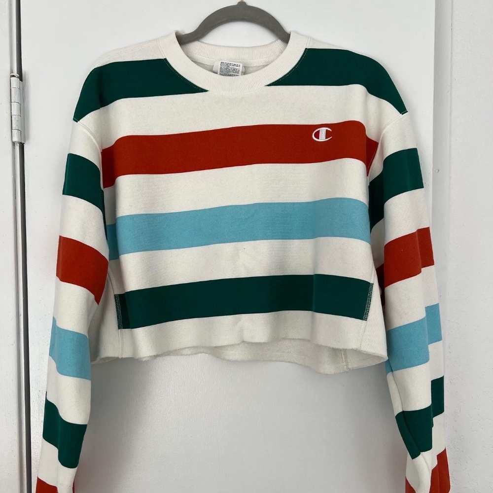 Sweatshirt Champion cropped blue orange green
